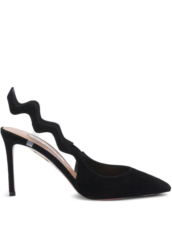 Aquazzura 85mm Artiste Sling wave-detail Slingback Pumps Black