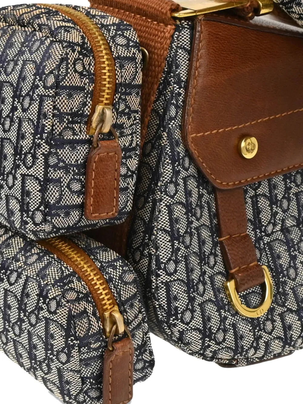 Pre-owned Dior 2002 Street Chic Columbus Trotter-print Shoulder Bag In Blue