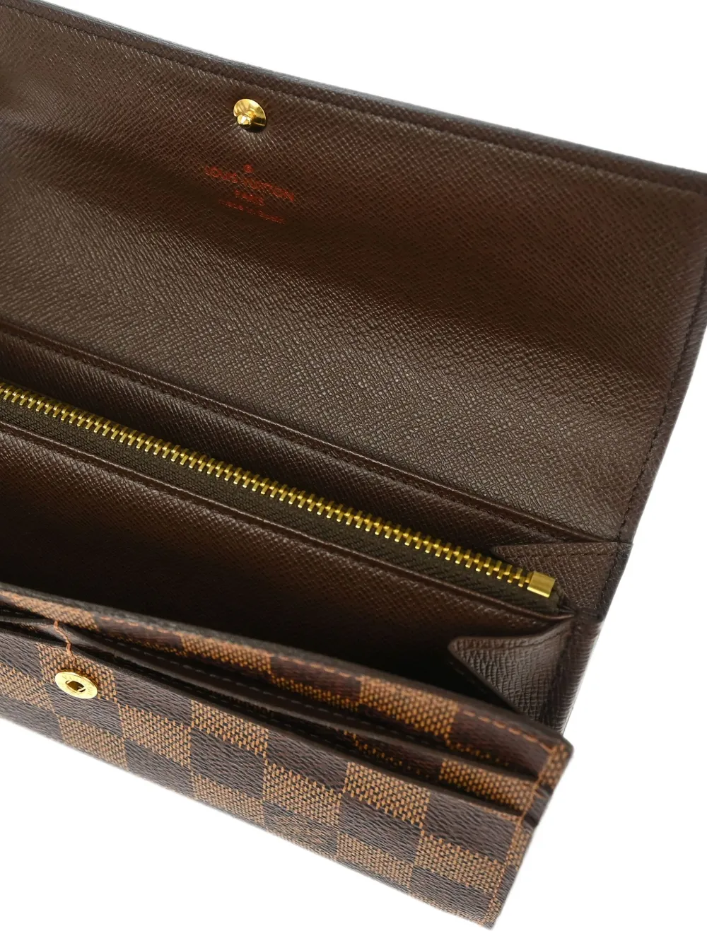 Pre-owned Louis Vuitton 2010 Portefeuille Sarah Damier-pattern Wallet In Brown