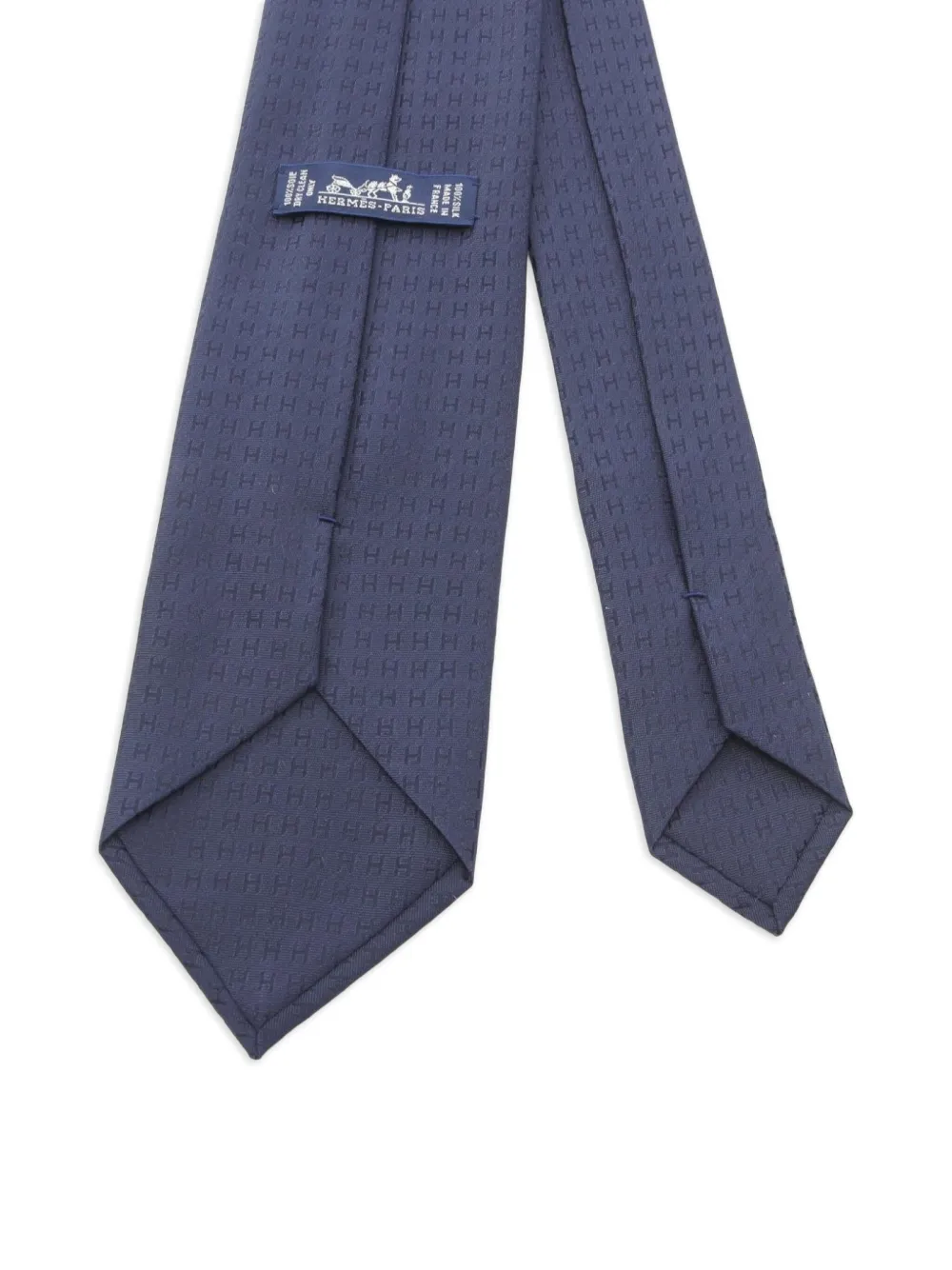 Pre-owned Hermes 2020s H-pattern Silk Tie In Blue