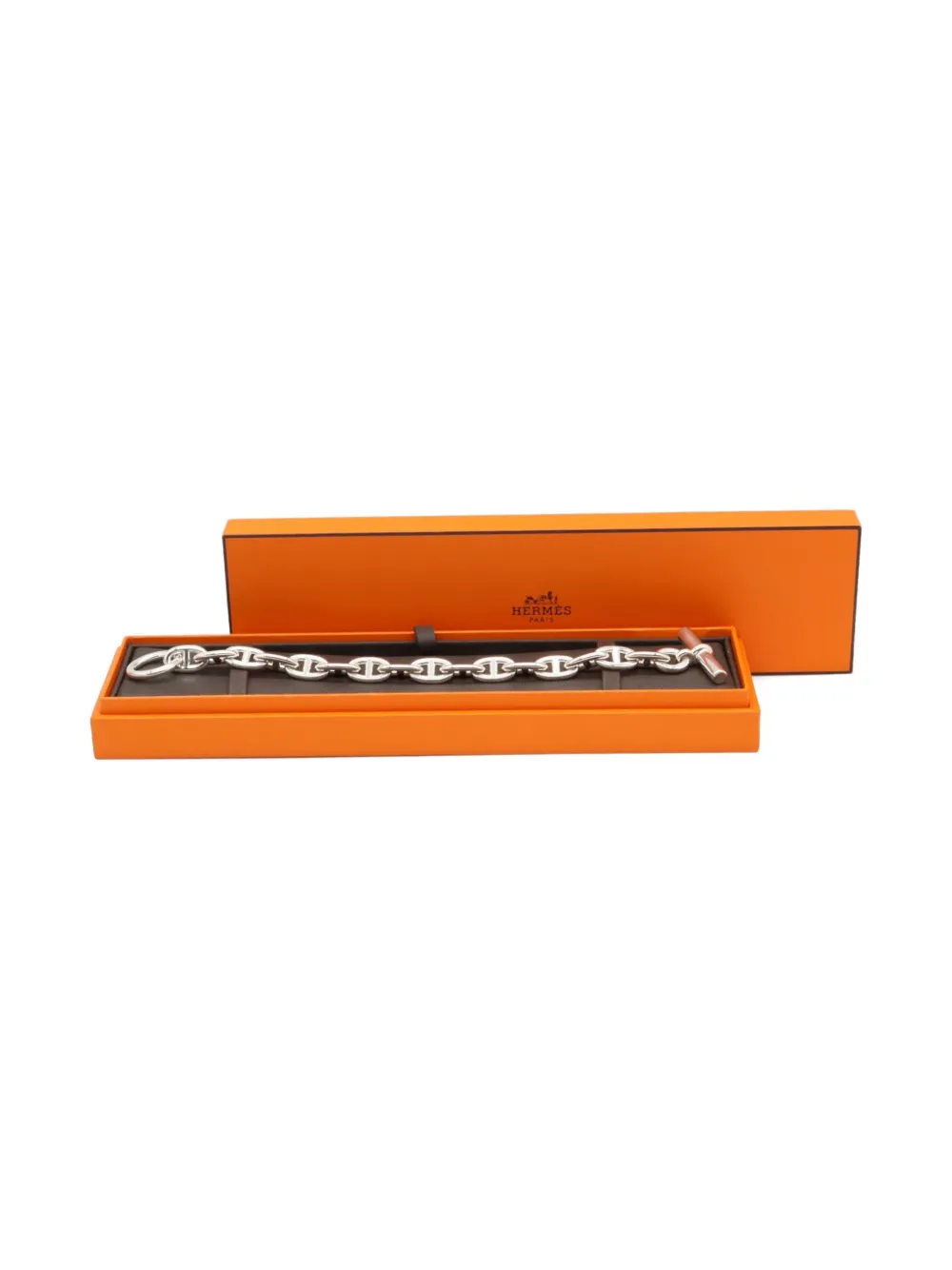 Pre-owned Hermes 2010s Chaine Dunkle Pm Bracelet In Silver