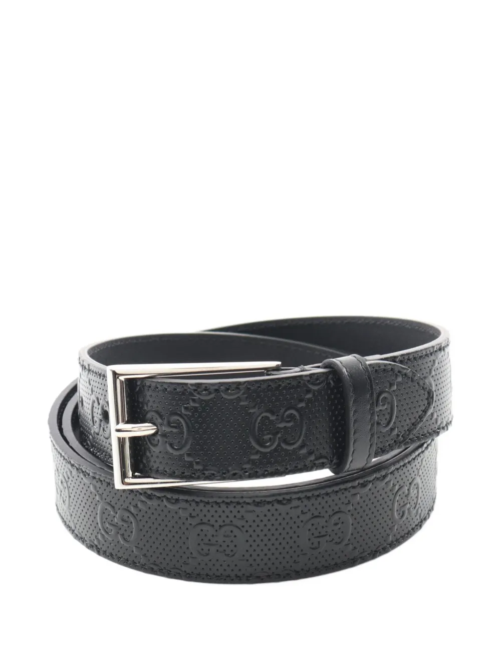 Pre-owned Gucci 2010s Gg Pattern Square-buckle Belt In Black