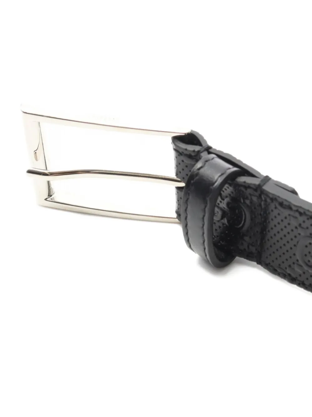 Pre-owned Gucci 2010s Gg Pattern Square-buckle Belt In Black