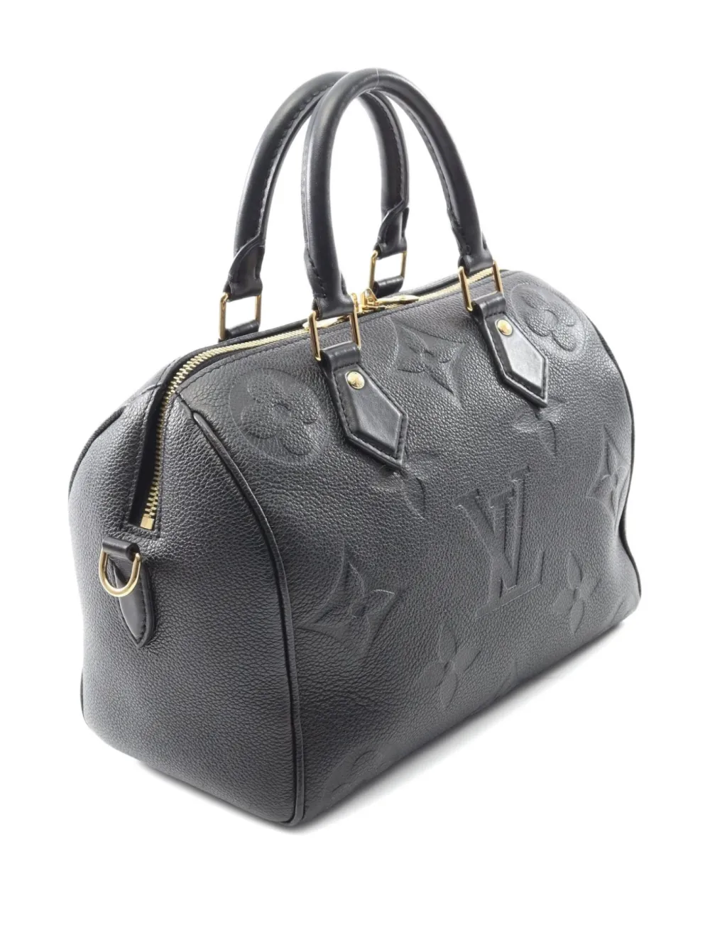 Pre-owned Louis Vuitton 2021 Speedy 25 Monogram Empreinte Tote Bag In Black