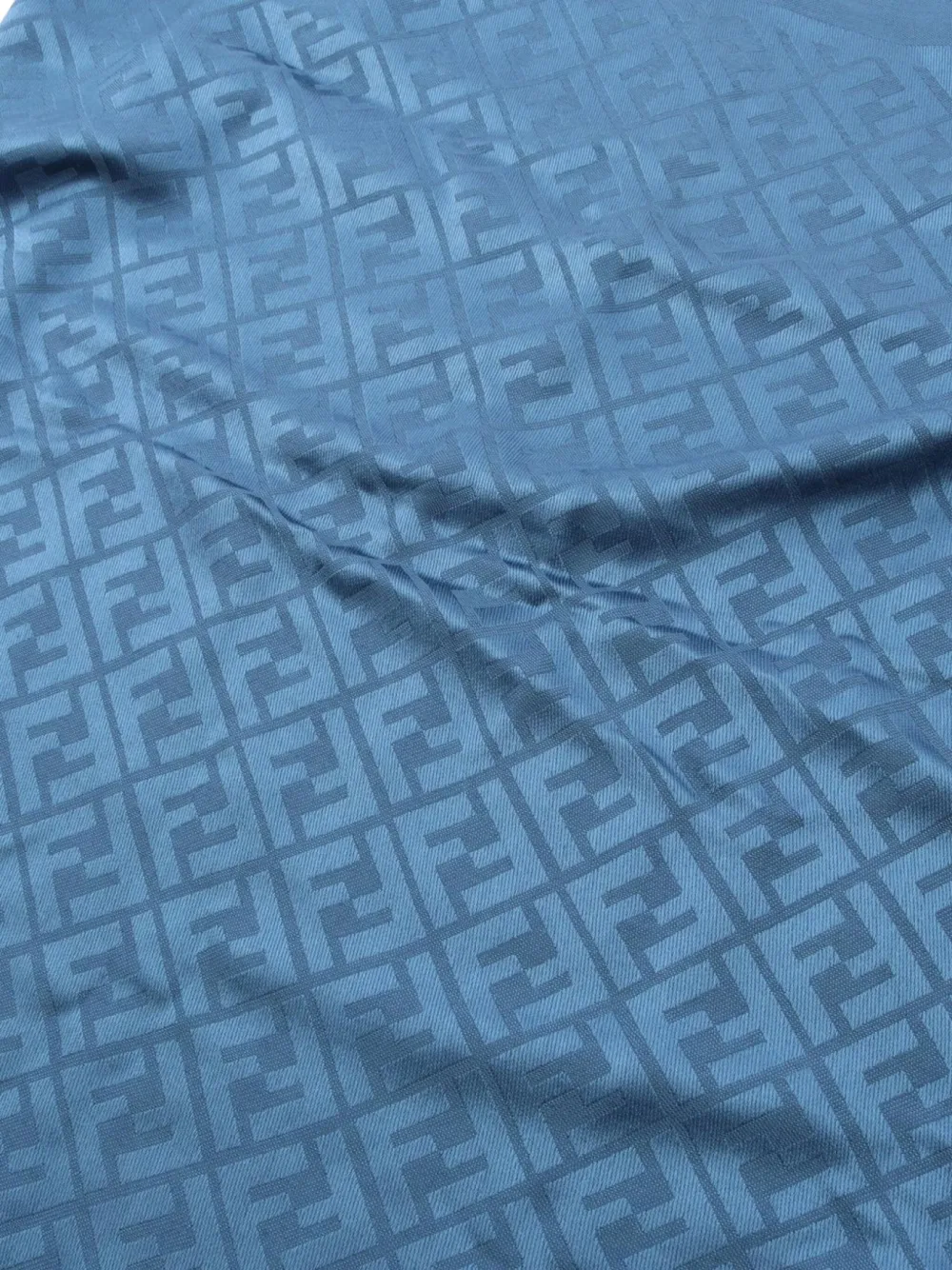 Pre-owned Fendi 2010s Zucca-pattern Fringed Shawl In Blue