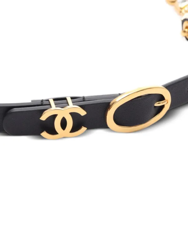 CHANEL Pre-Owned 1986-1988 Interlocking CC Logo Belt | Black  display picture 2