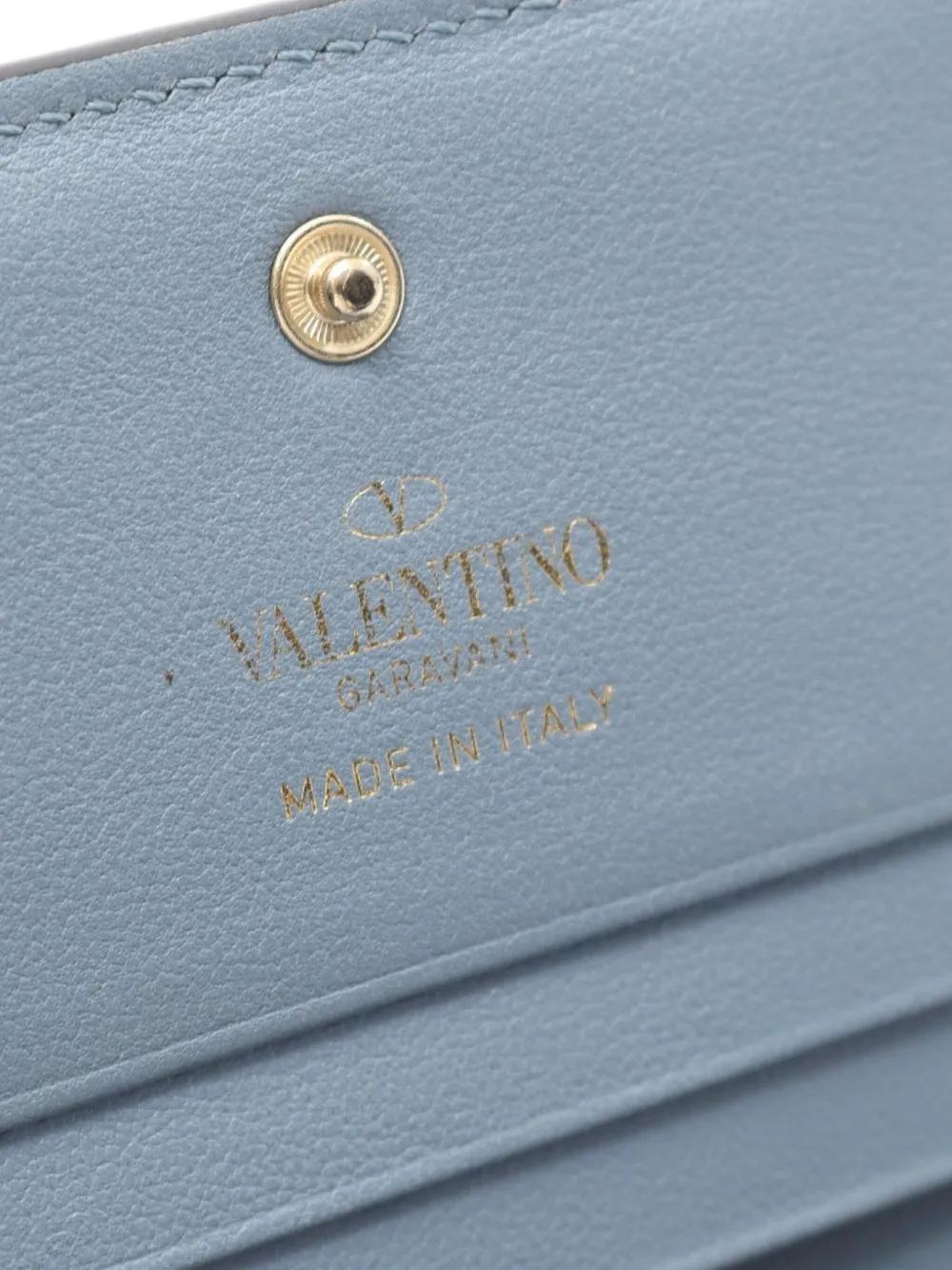 Pre-owned Valentino Garavani 2000s Rockstud Bi-fold Wallet In Blue