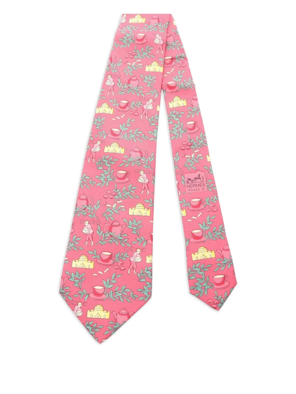 Hermès Pre-Owned 10s silk print tie | Pink | Image 1