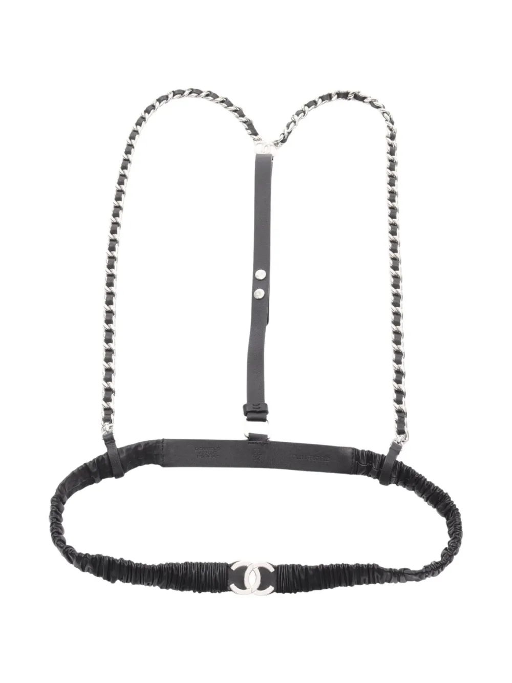 CHANEL Pre-Owned 1986-1988 Coco mark leather chain belt | Black | Image 1