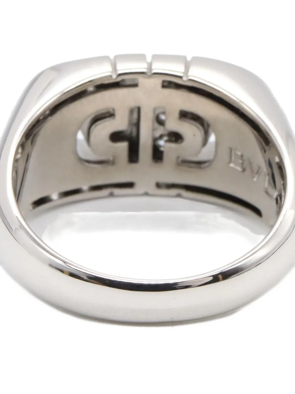 Pre-owned Bvlgari 2010s 18k White Gold Parentesi Diamond Ring In Silver