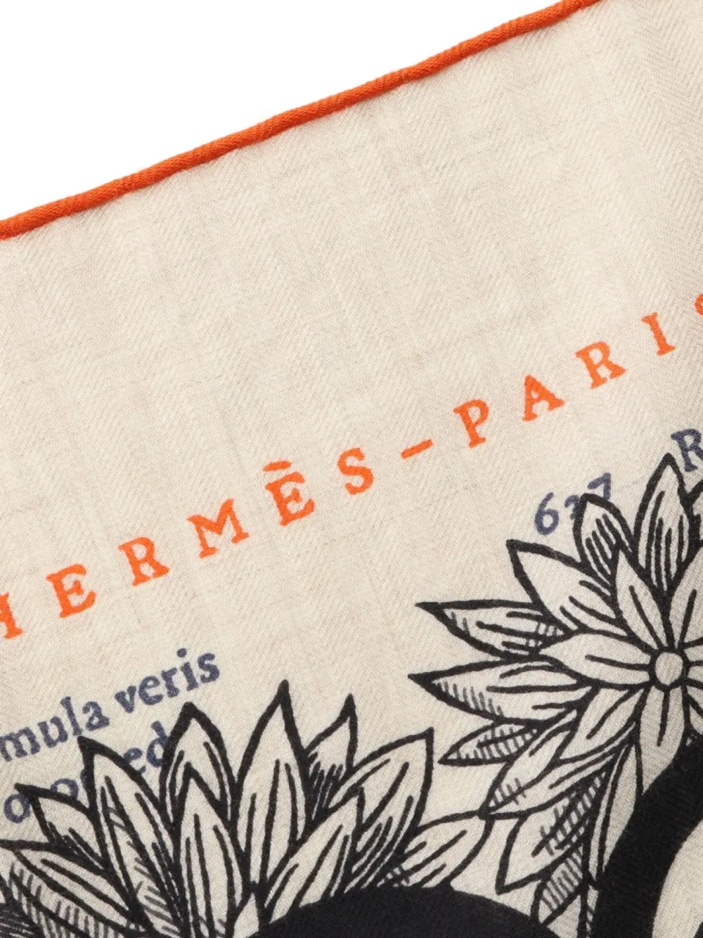 Pre-owned Hermes 2010s Carréjean Botanical-print Scarf In Neutral