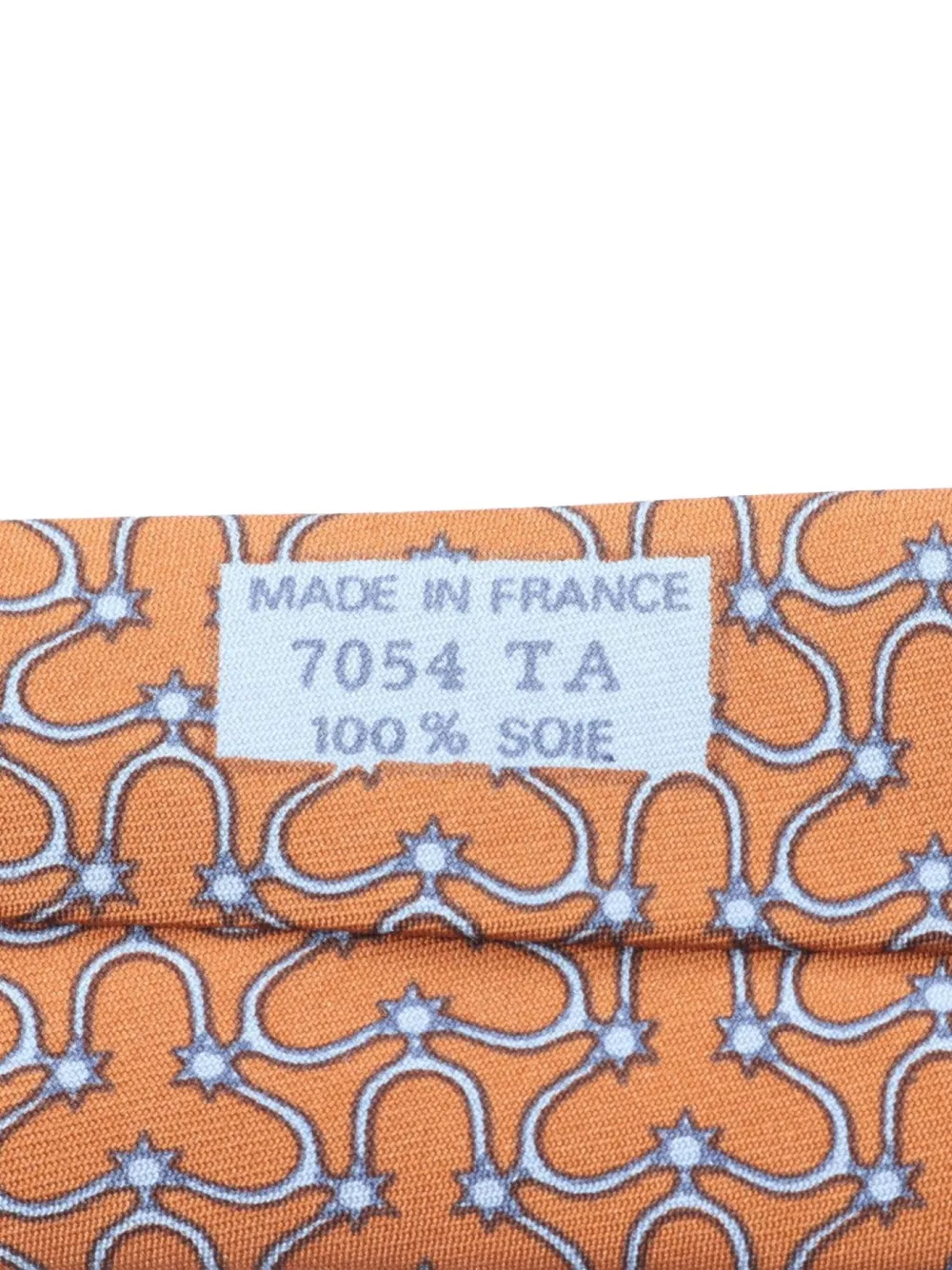 Pre-owned Hermes 2010s Patterned Silk Tie In Orange