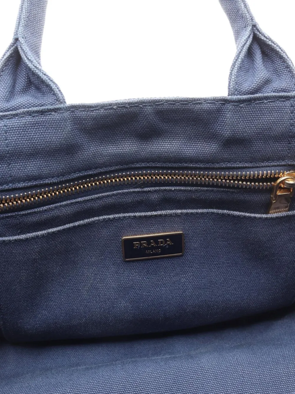 Pre-owned Prada 2000s Canapa Logo-plaque Tote Bag In Blue