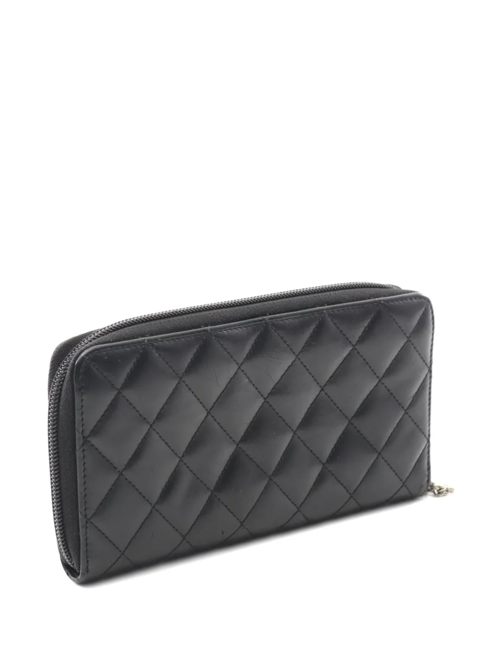 Pre-owned Chanel 2014 Quilted Cambon Line Wallet In Black