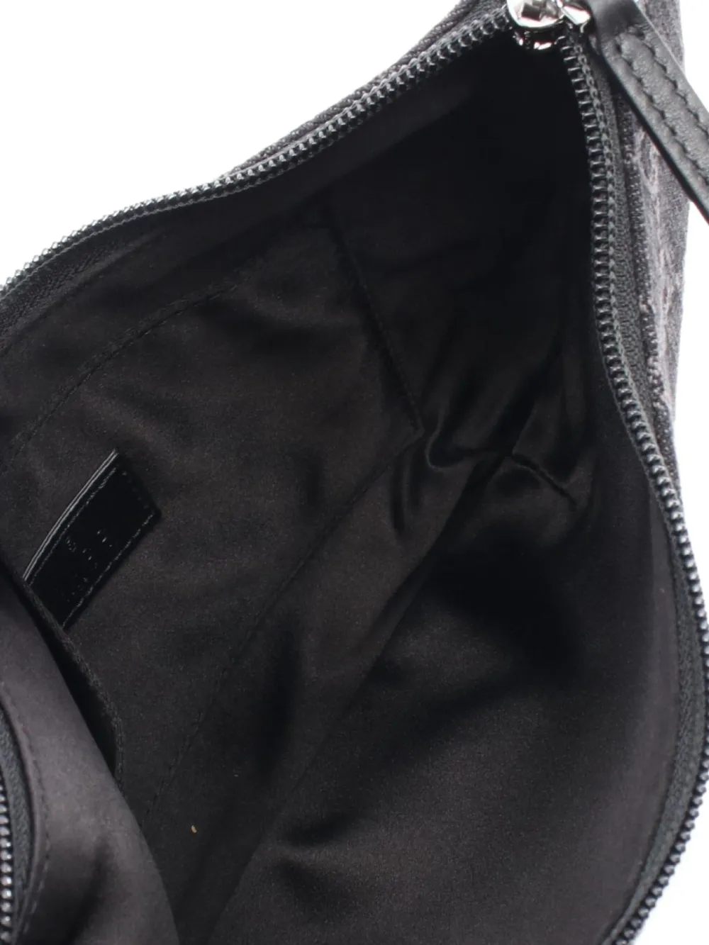 Pre-owned Gucci 10s Gg-motif Denim Shoulder Bag In Black