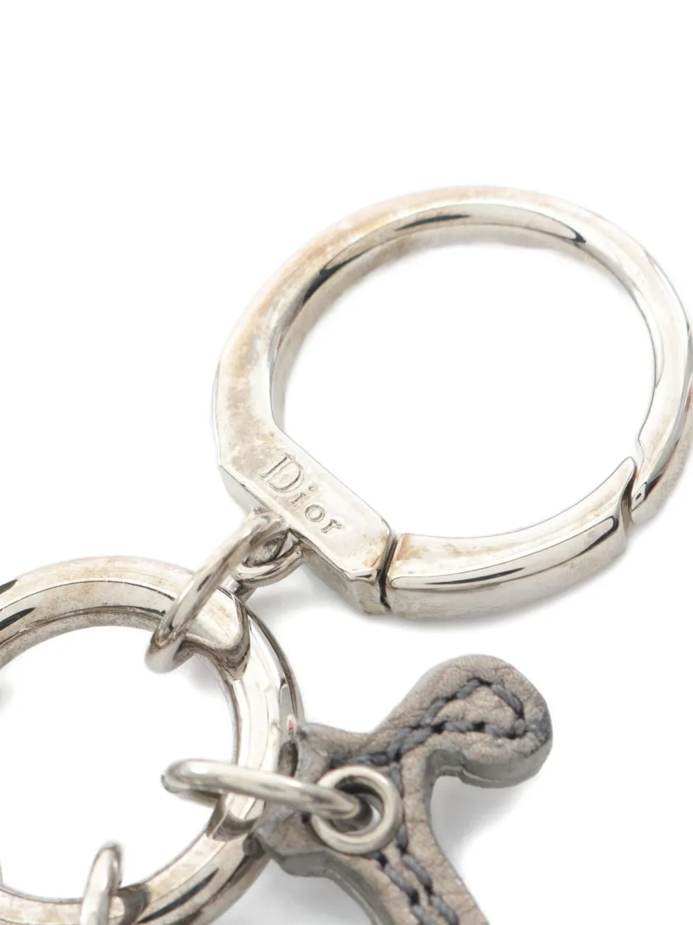 Pre-owned Dior 2000s Logo Key Ring In Silver
