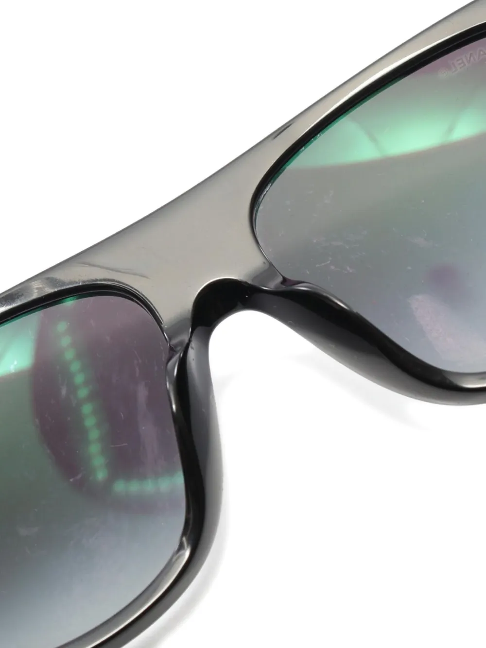 Pre-owned Chanel 1986-1988 Coco Mark Rectangle-frame Sunglasses In Black
