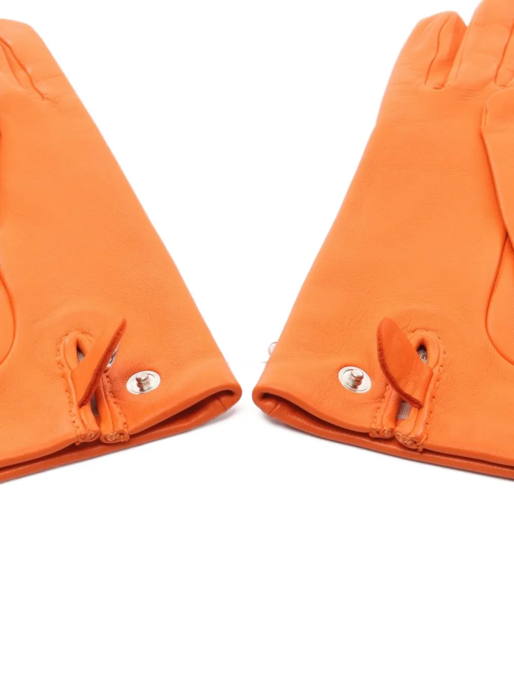 Pre-owned Hermes 2020s Lisbon Lambskin Gloves In Orange