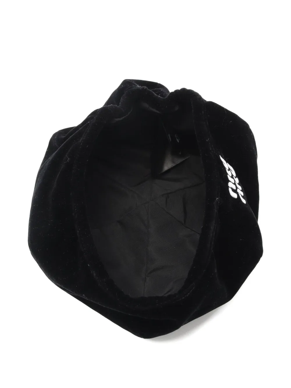 Pre-owned Miu Miu 2010s Logo-embroidered Velour Beret In Black