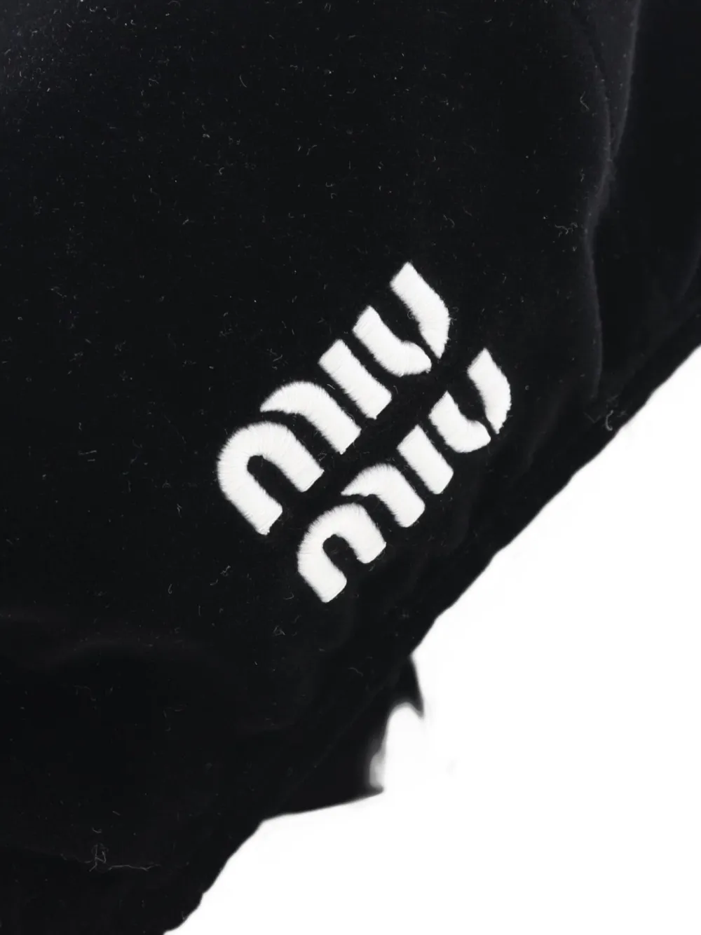 Pre-owned Miu Miu 2010s Logo-embroidered Velour Beret In Black