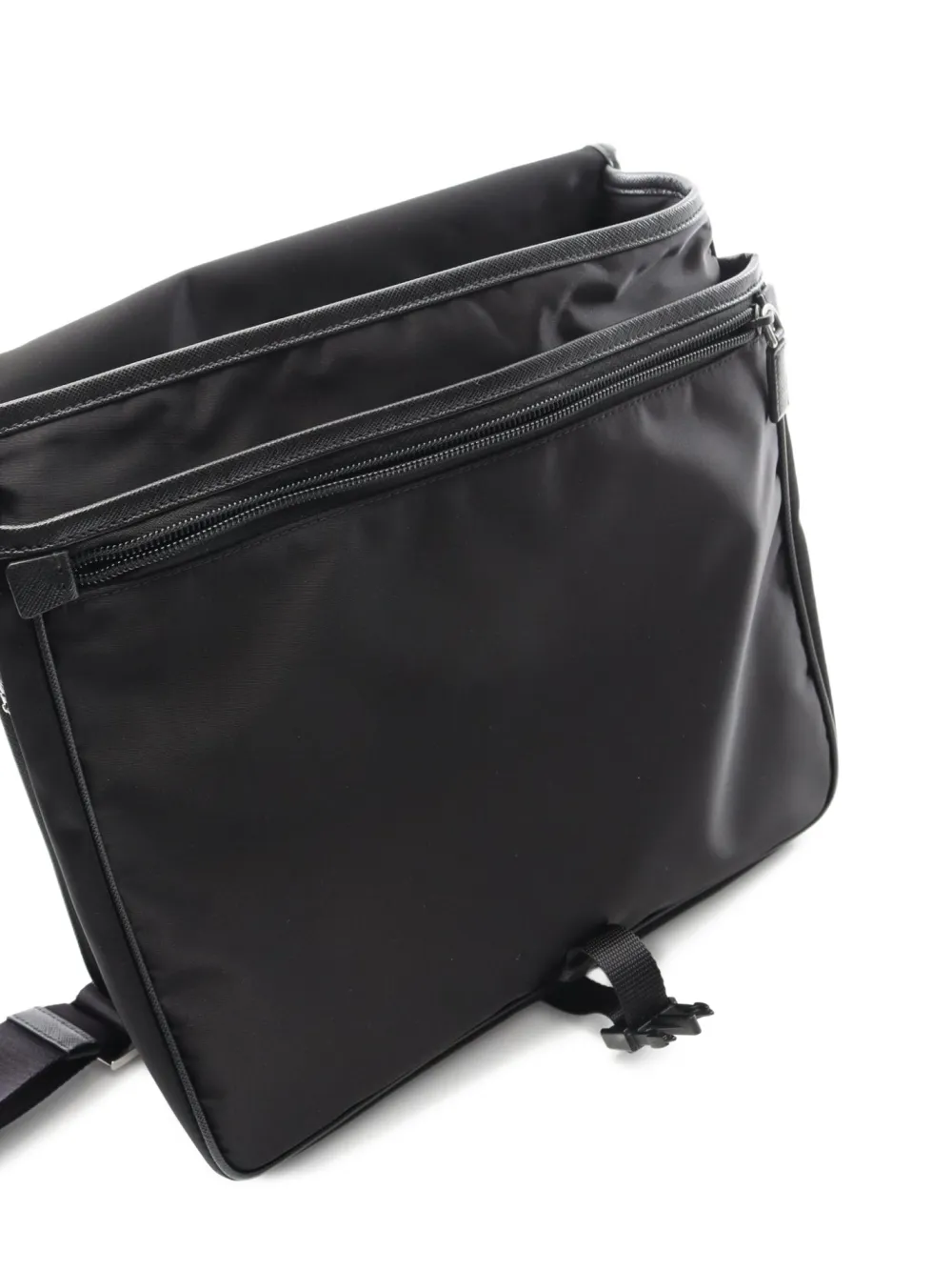 Pre-owned Prada 2010s Tessuto Saffiano Leather Shoulder Bag In Black