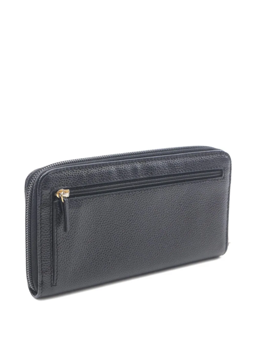 Pre-owned Chanel 2000-2002 Coco Mark Zip Wallet In Black