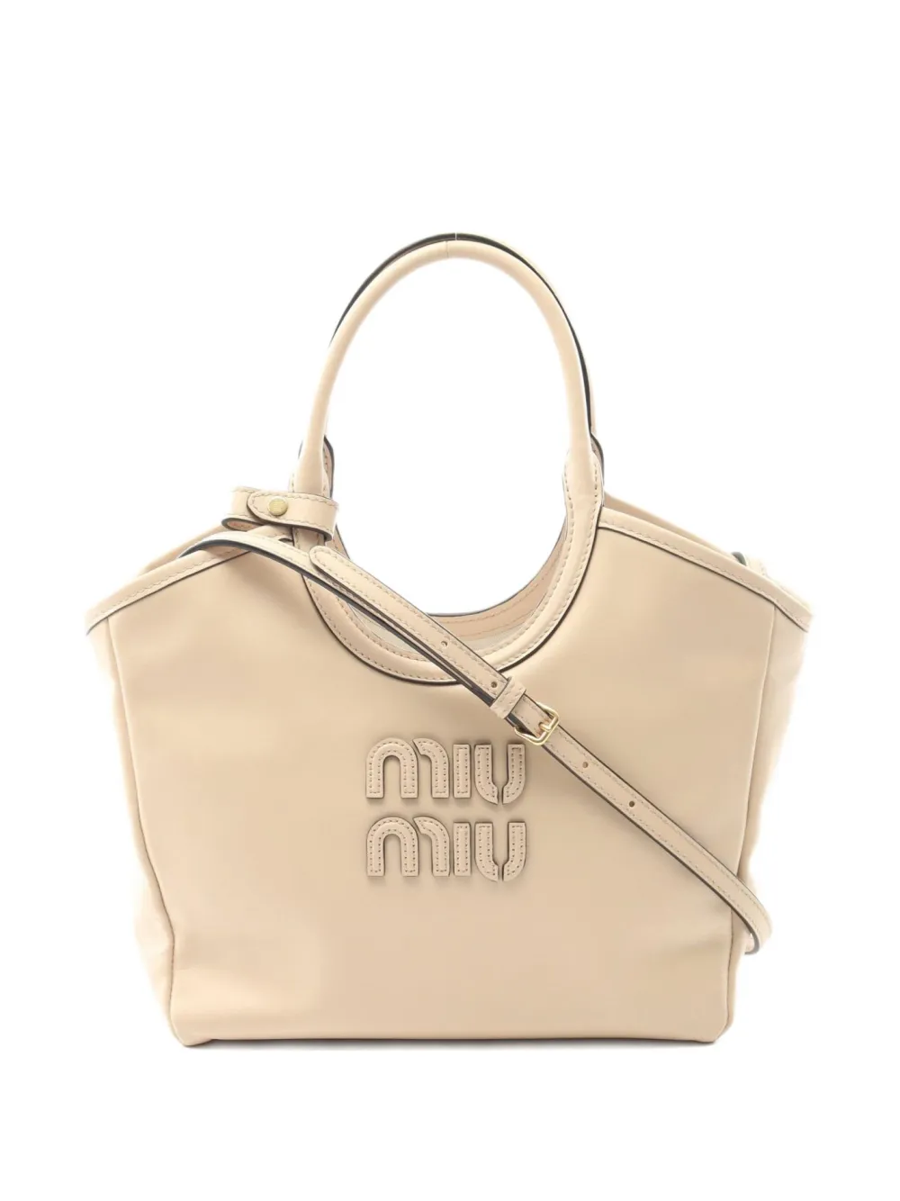 Pre-owned Miu Miu 2010s Ivy Tote Bag In Neutral