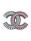 CHANEL Pre-Owned 1986-1988 rhinestone coco mark brooch - Black