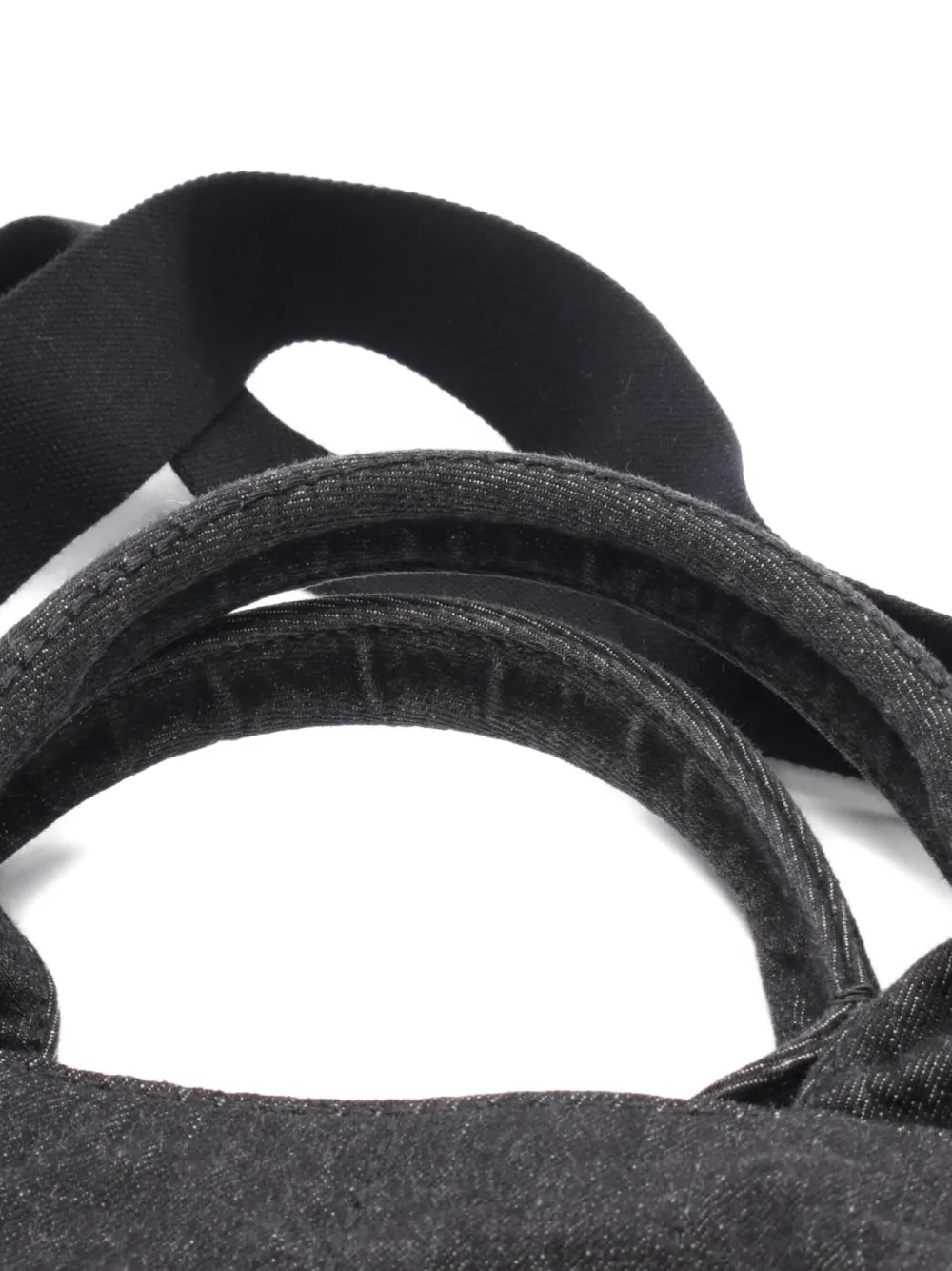 Pre-owned Prada 2000s Denim Canapa Tote Bag In Black