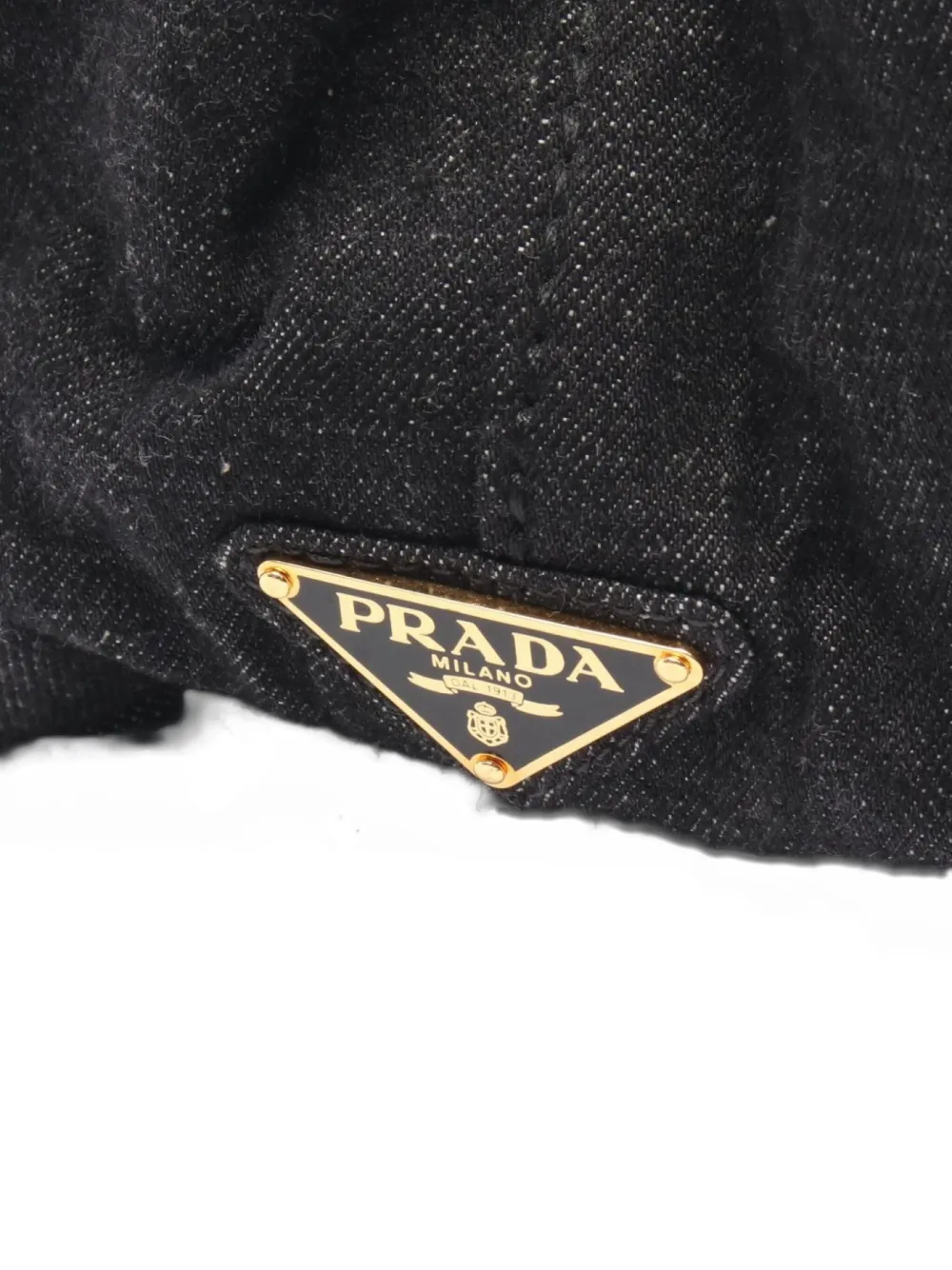 Pre-owned Prada 2000s Denim Canapa Tote Bag In Black