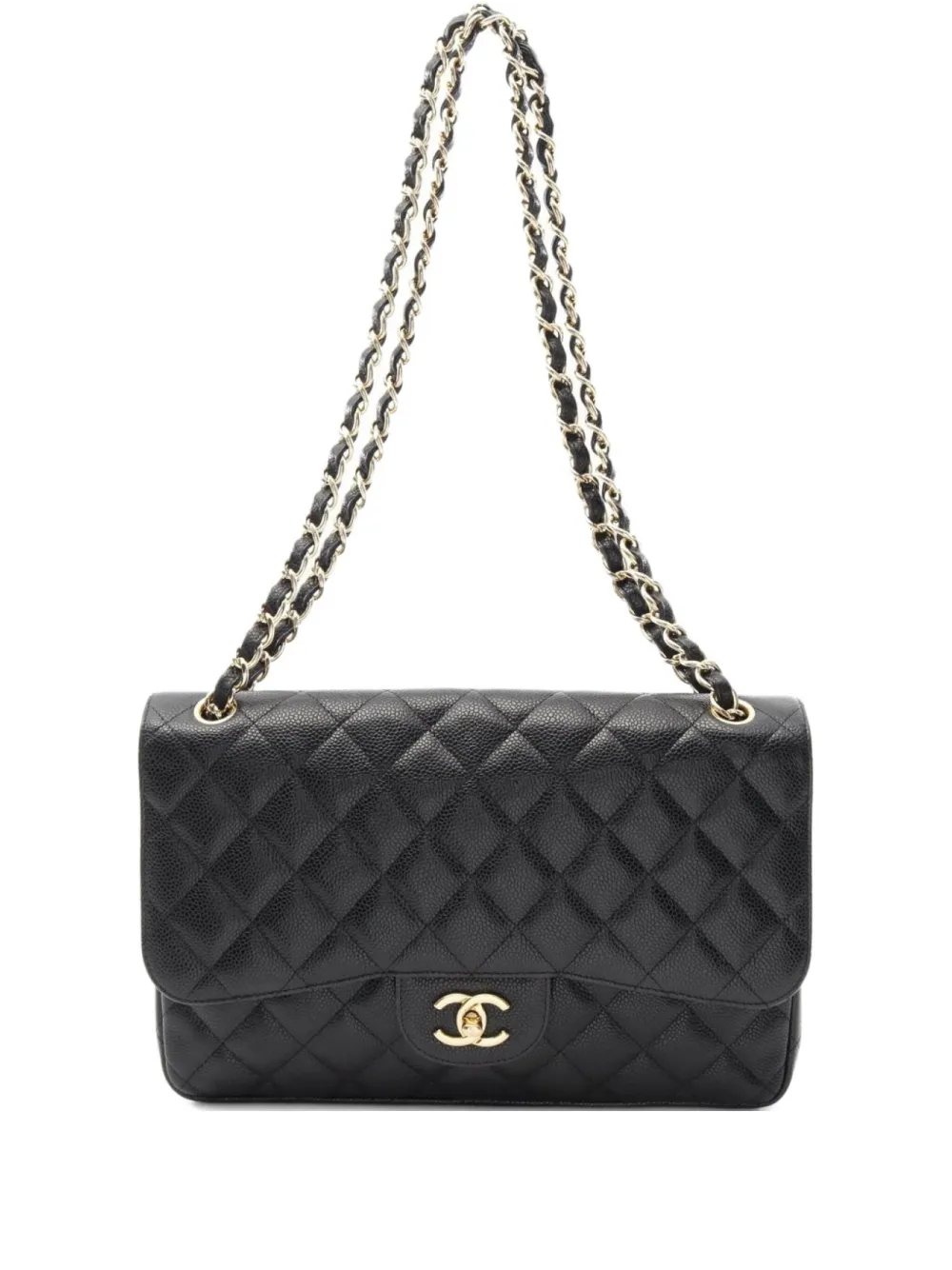 Pre-owned Chanel 2011 Double Flap Shoulder Bag In Black