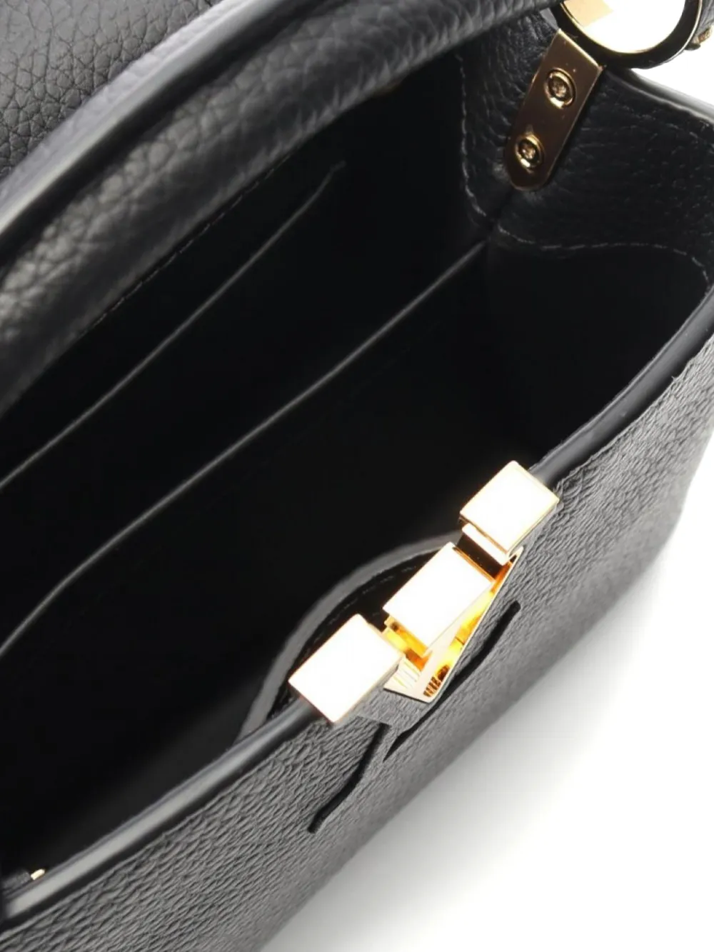 Pre-owned Louis Vuitton 2021 Mini Capucine Leather Handbag In Black