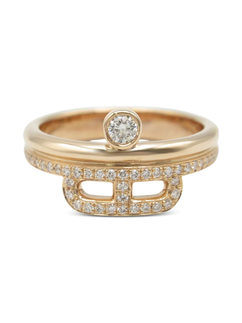 Hermès Pre-Owned 2020s 18K rose gold Chaîne d'Ancre diamond ring | Image 2