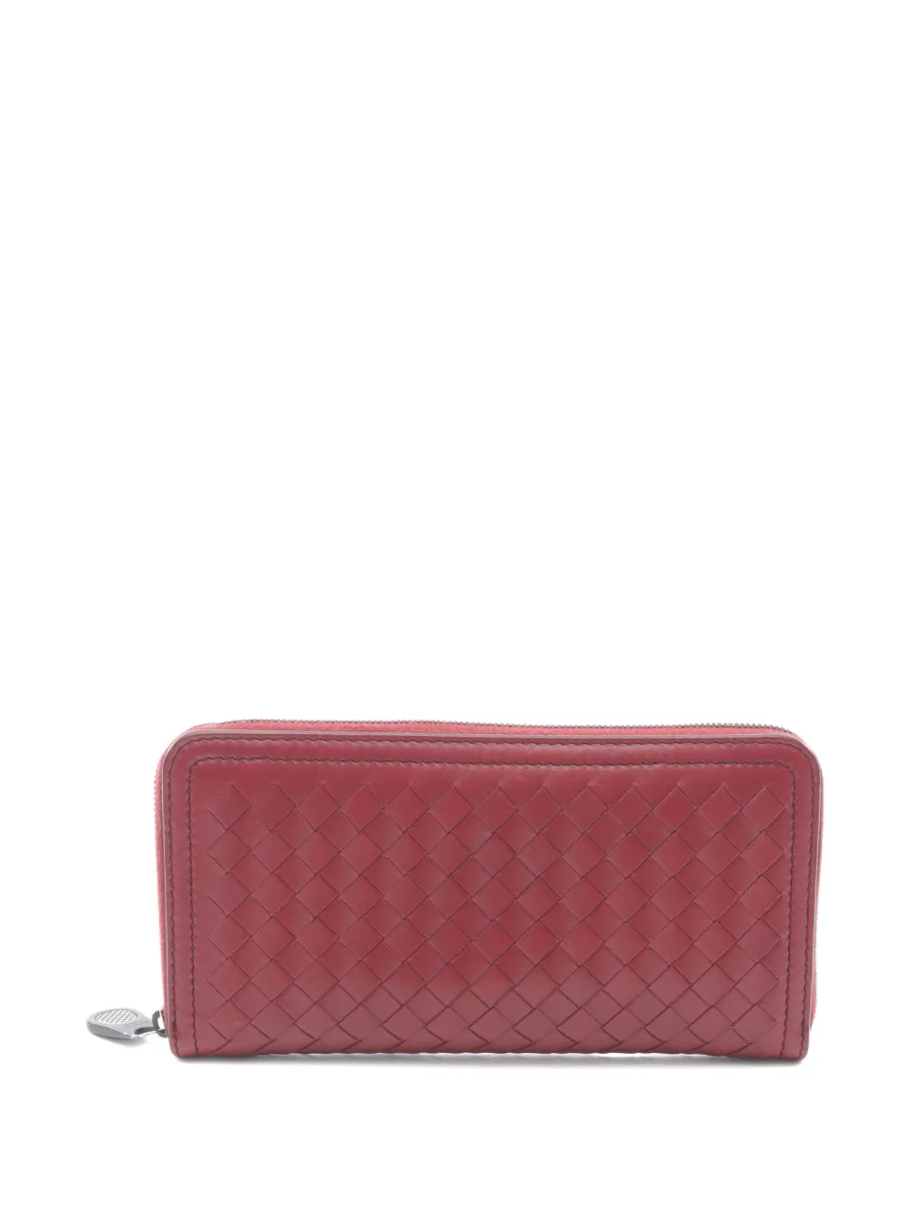 Pre-owned Bottega Veneta 2000s Intrecciato Leather Wallet In Red