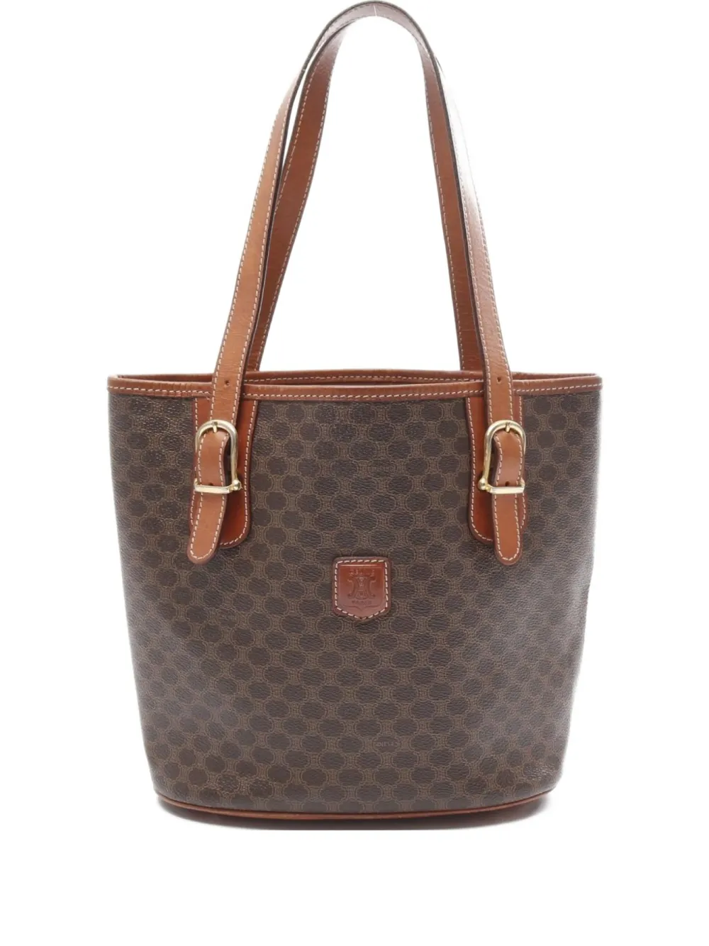 Pre-owned Celine 2000s Macadam Bucket Bag In Brown