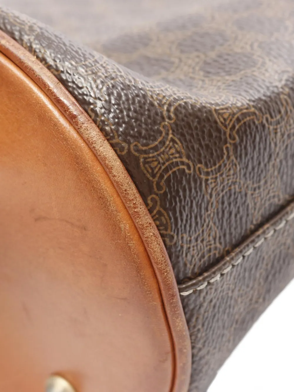 Pre-owned Celine 2000s Macadam Bucket Bag In Brown