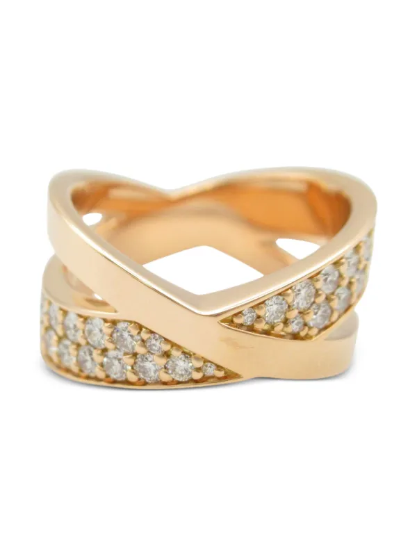 Tiffany Pre-Owned 2010s 18K Rose Gold Atlas X Diamond Ring