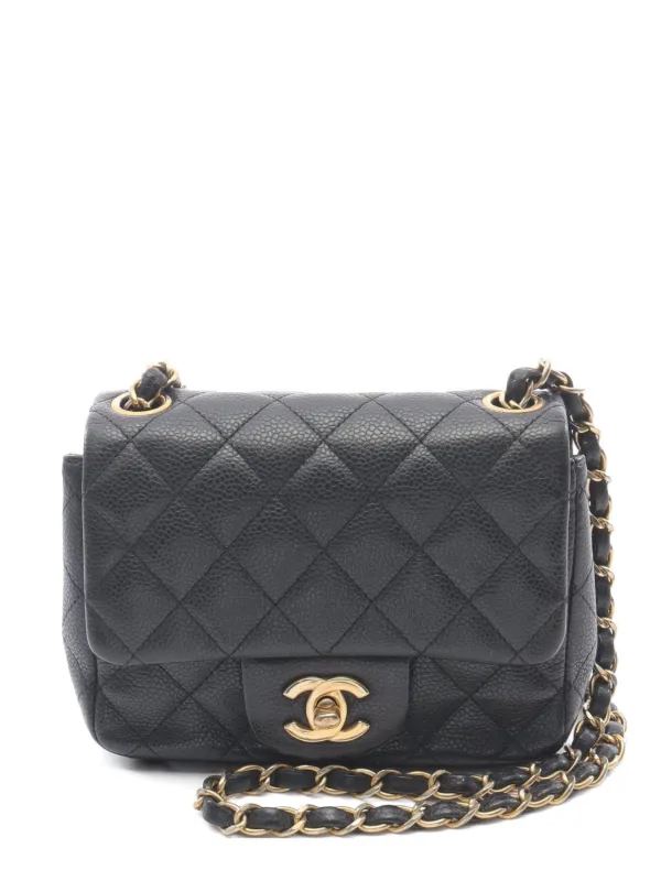 CHANEL Pre-Owned 2014-2015 Mini Matelassé caviar-leather Shoulder Bag  Black FARFETCH IN