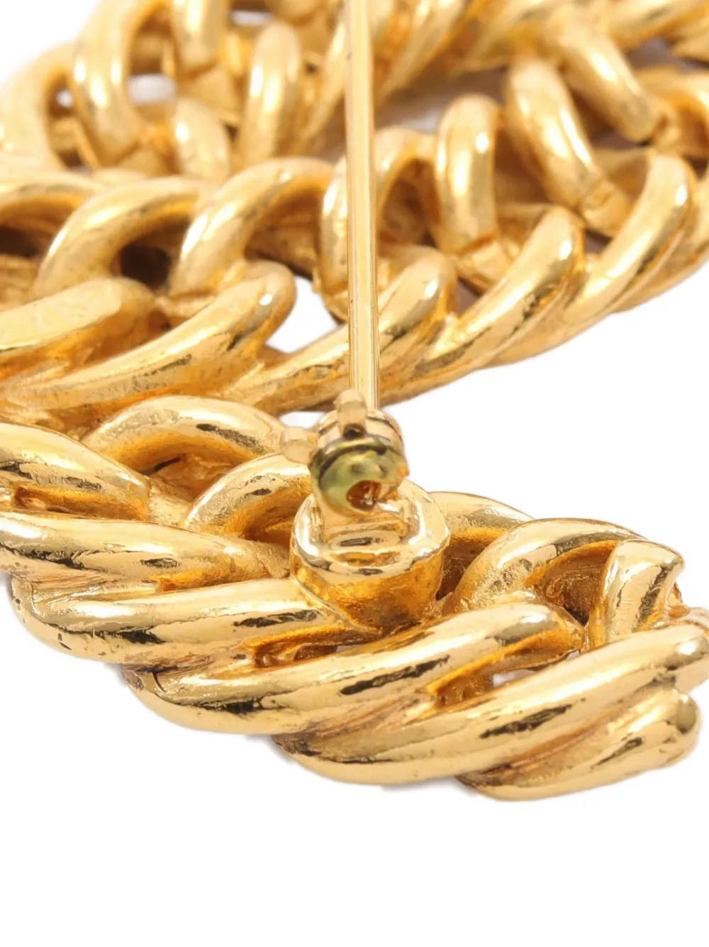 Pre-owned Chanel 1986-1988 Interlocking Cc Chain-link Brooch In Gold