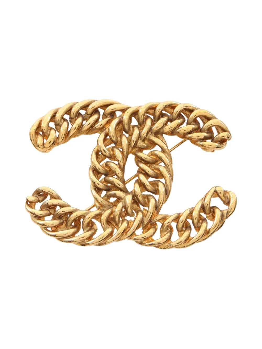CHANEL Pre-Owned 1986-1988 Interlocking CC chain-link brooch | Gold | Image 1