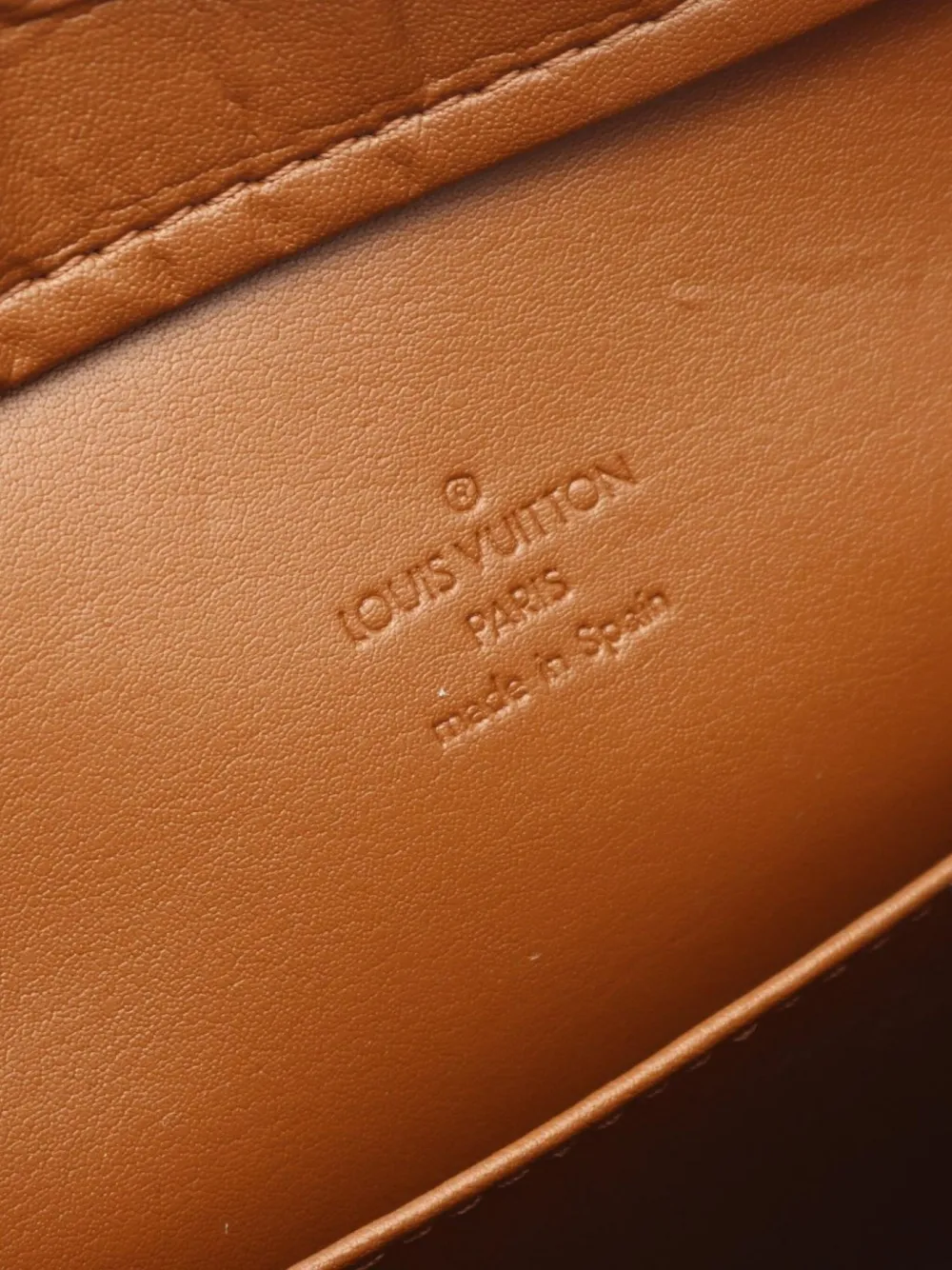 Pre-owned Louis Vuitton 2001 Columbus Monogram Vernis Tote Bag In Brown