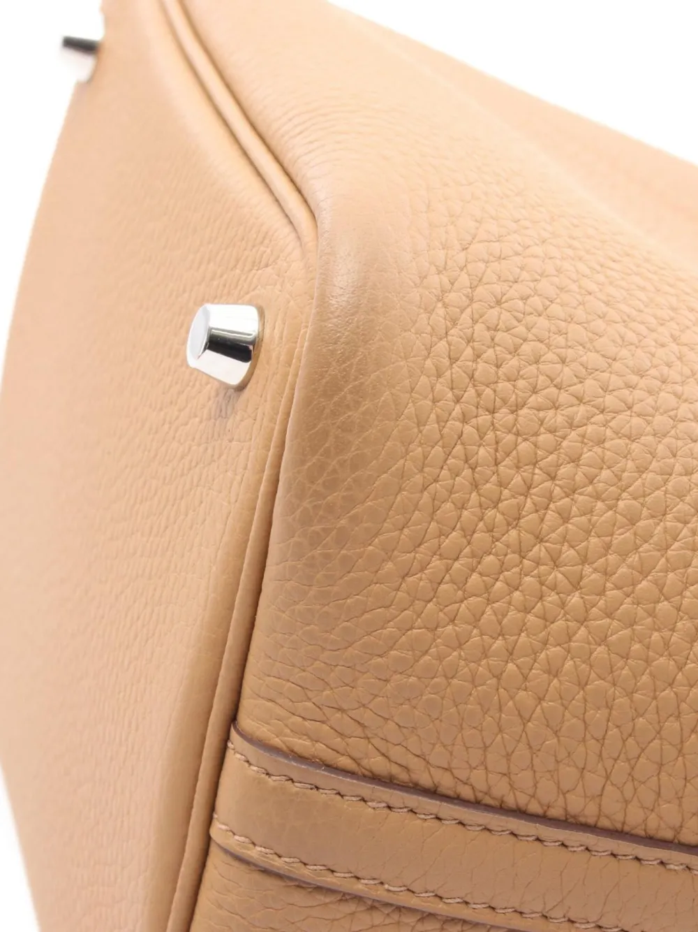 Pre-owned Hermes 2023 Clemence Leather Picotan Lock Handbag In Brown