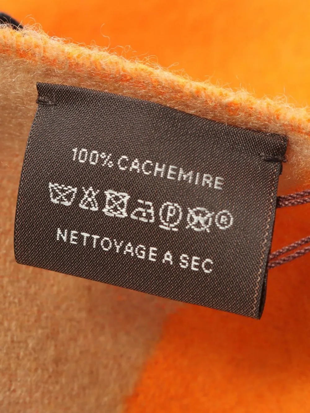 Pre-owned Hermes 2020s Zigzag-pattern Cashmere Scarf In Orange