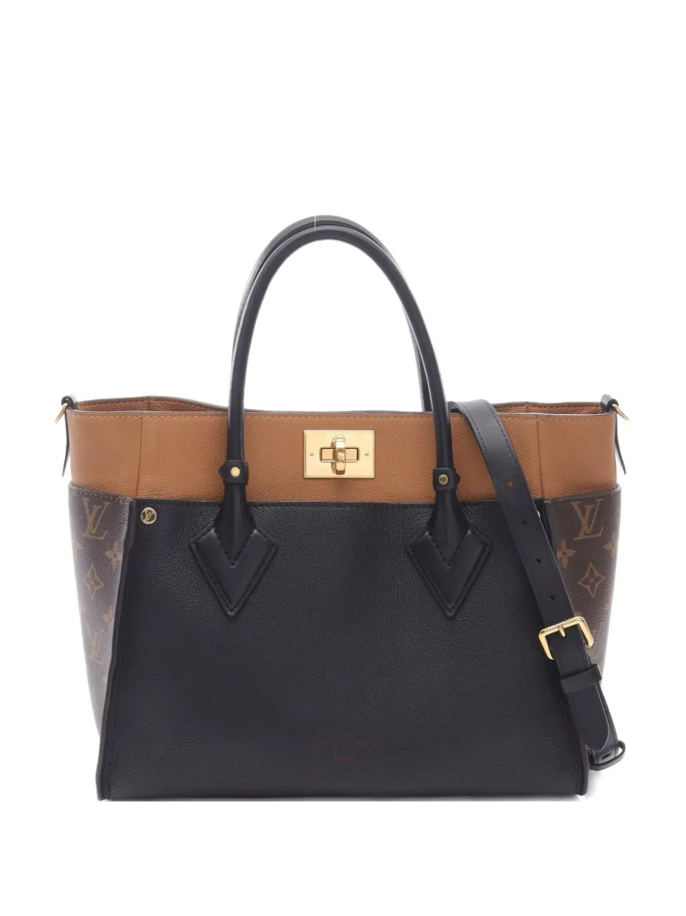 Pre-owned Louis Vuitton 2010s On My Side Mm Monogram Tote Bag In Black