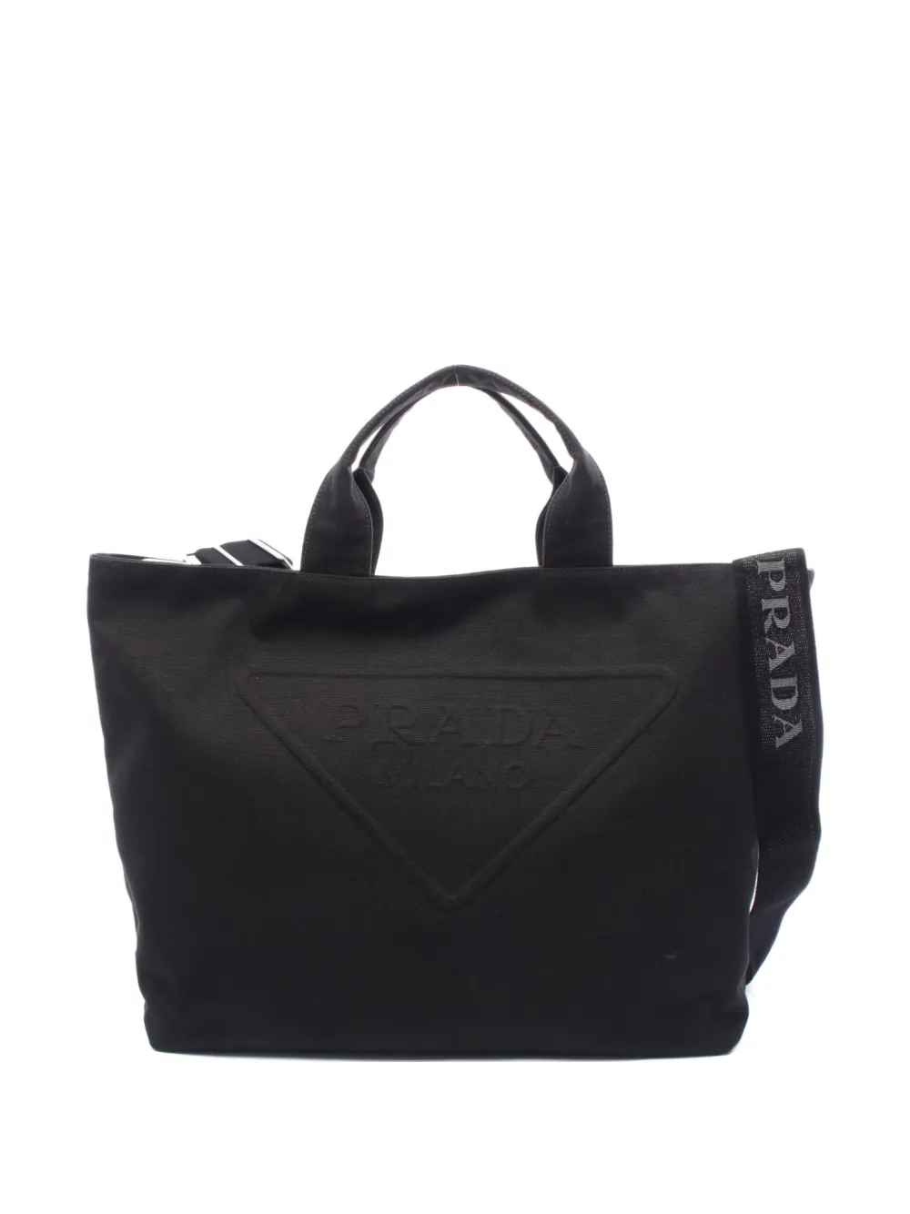 Prada Pre-Owned 2010s Canapa embossed-logo handbag | Black | Image 1
