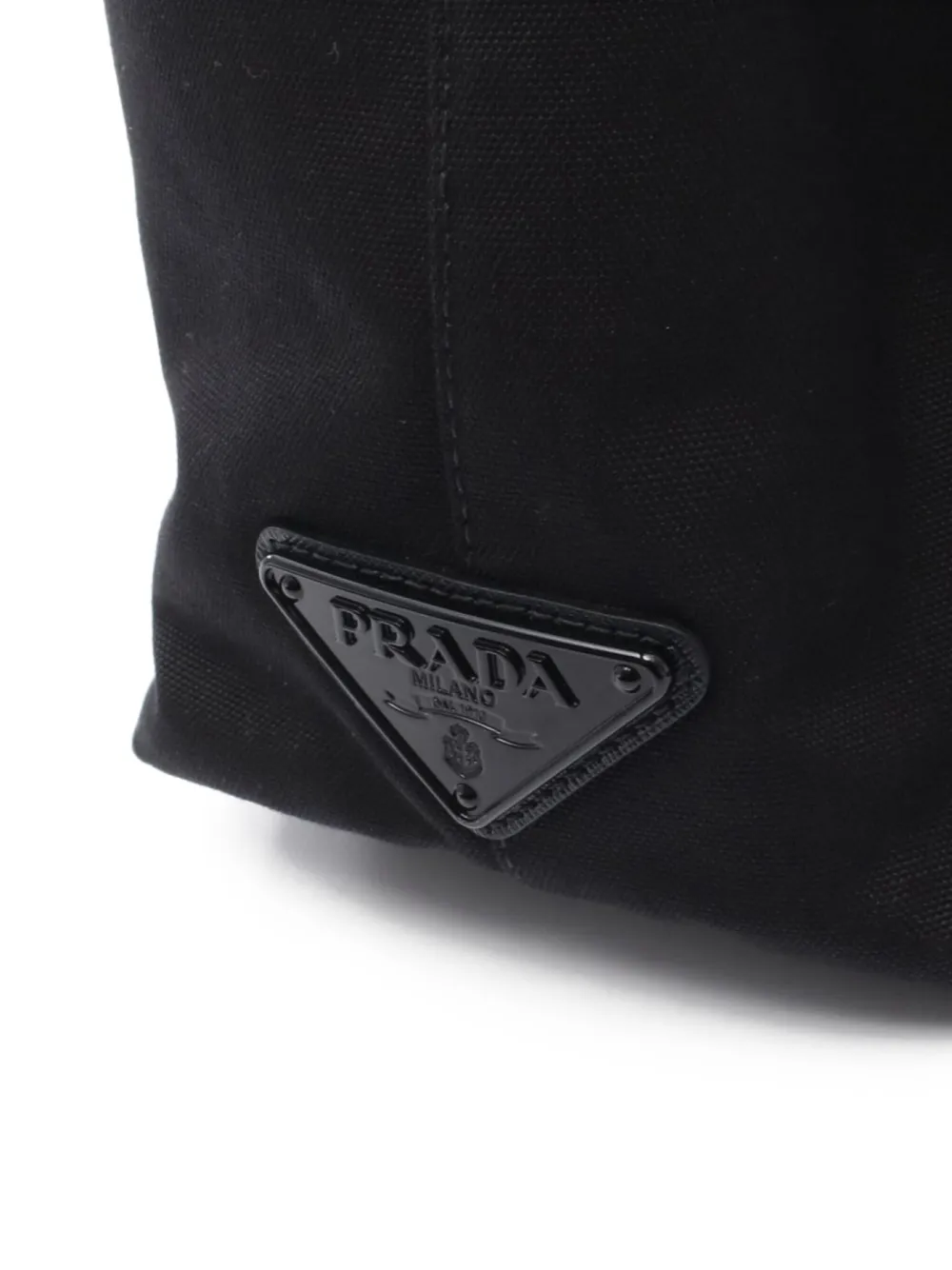 Pre-owned Prada 2010s Canapa Embossed-logo Handbag In Black