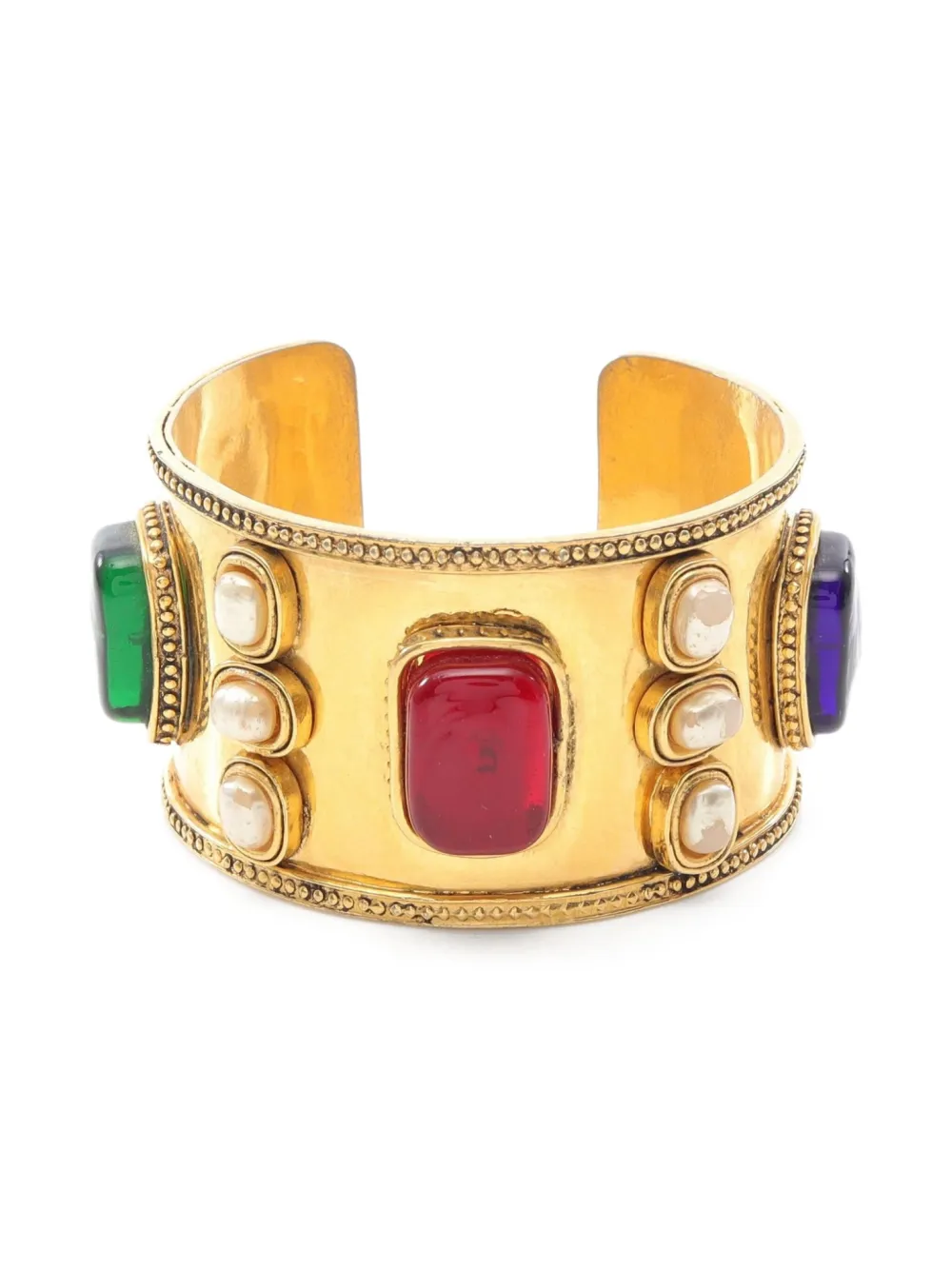 CHANEL Pre-Owned 1980s ストーン バングル - イエロー CHANEL Pre-Owned 1980s ストーン バングル - イエロー