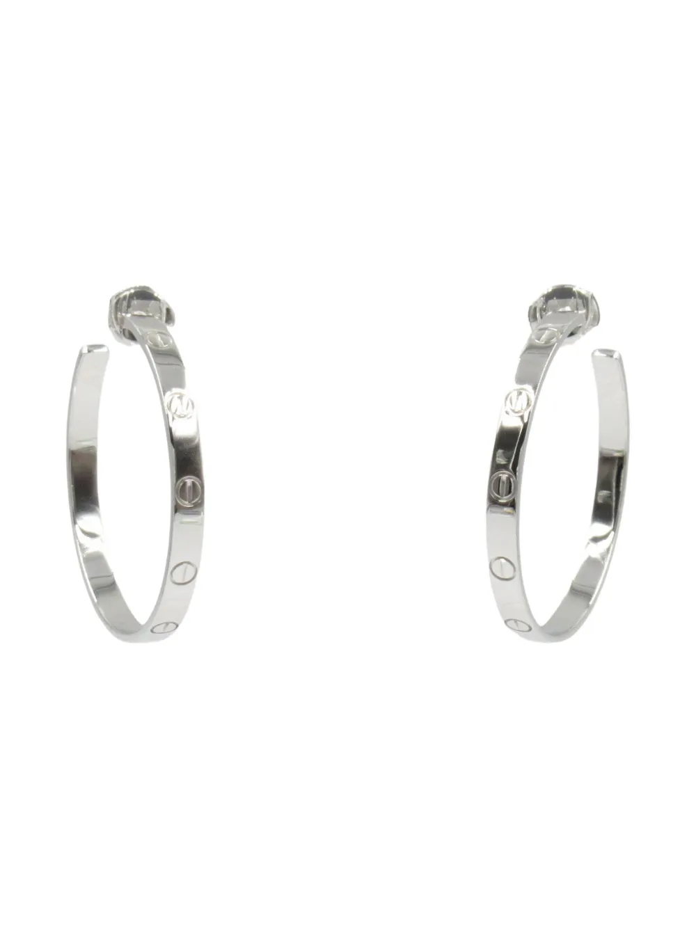 Cartier 2010s 18K white gold Love hoop earrings - シルバートーン Cartier 2010s 18K white gold Love hoop earrings - シルバートーン
