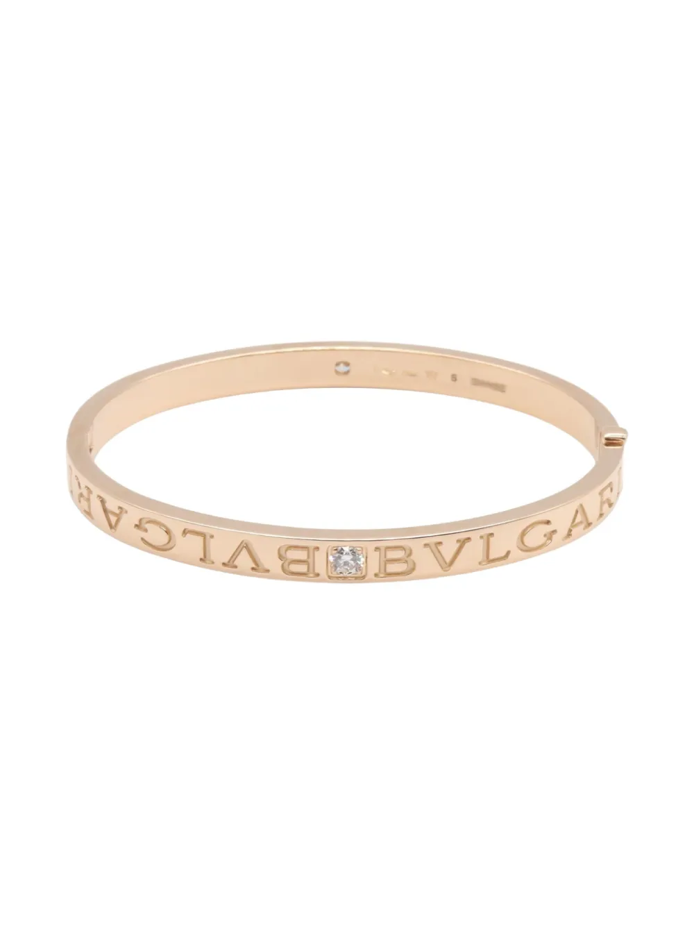 Pre-owned Bvlgari 10s 18k Rose Gold Bulgari Diamond Bracelet In Yellow