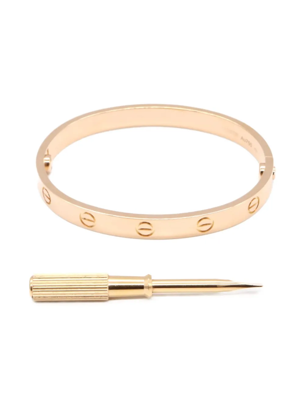 Pre-owned Cartier 10s 18k Rose Gold Love Breath Bracelet In Pink